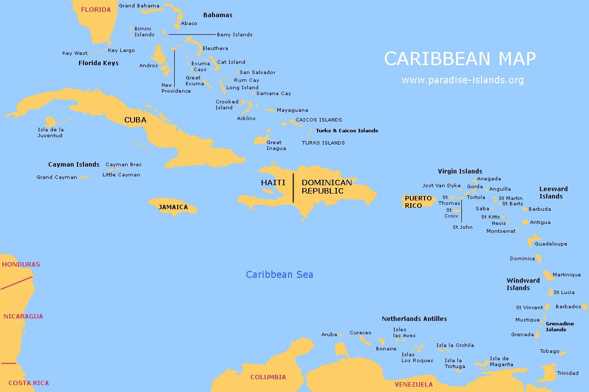 Caribbean Map Free Map Of The Caribbean Islands