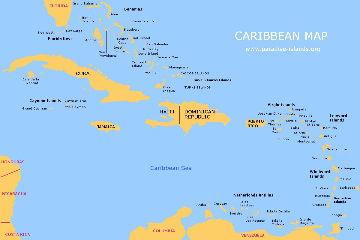 caribbean on map