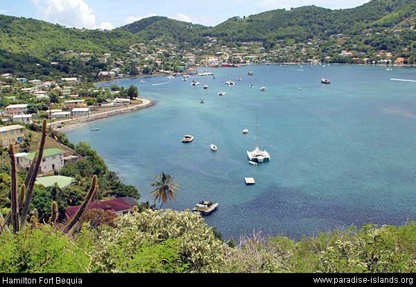 The view from Hamilton Fort overlooking Admiralty Bay Bequia