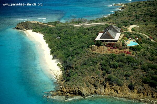 Aerial Photograph of The Great House on Necker Island, British Virgin Islands