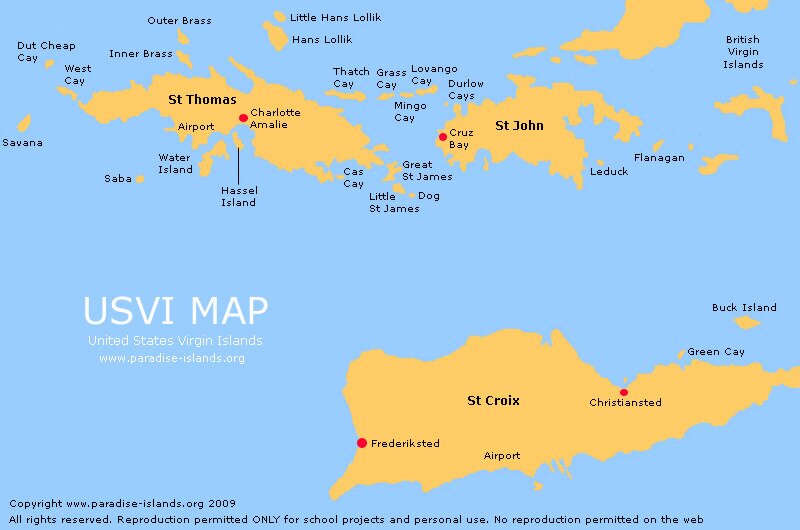 Usvi Map United States Virgin Islands Map