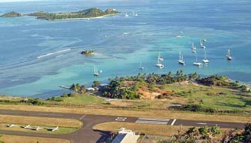 Union Island Airport with Petit St Vincent in the background