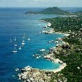 The Baths, Virgin Gorda from Helicopter