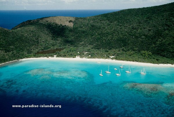 Aerial photograph of White Bay, Jost Vane Dyke, British Virgin islands