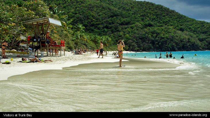 Visitors at Trunk Bay